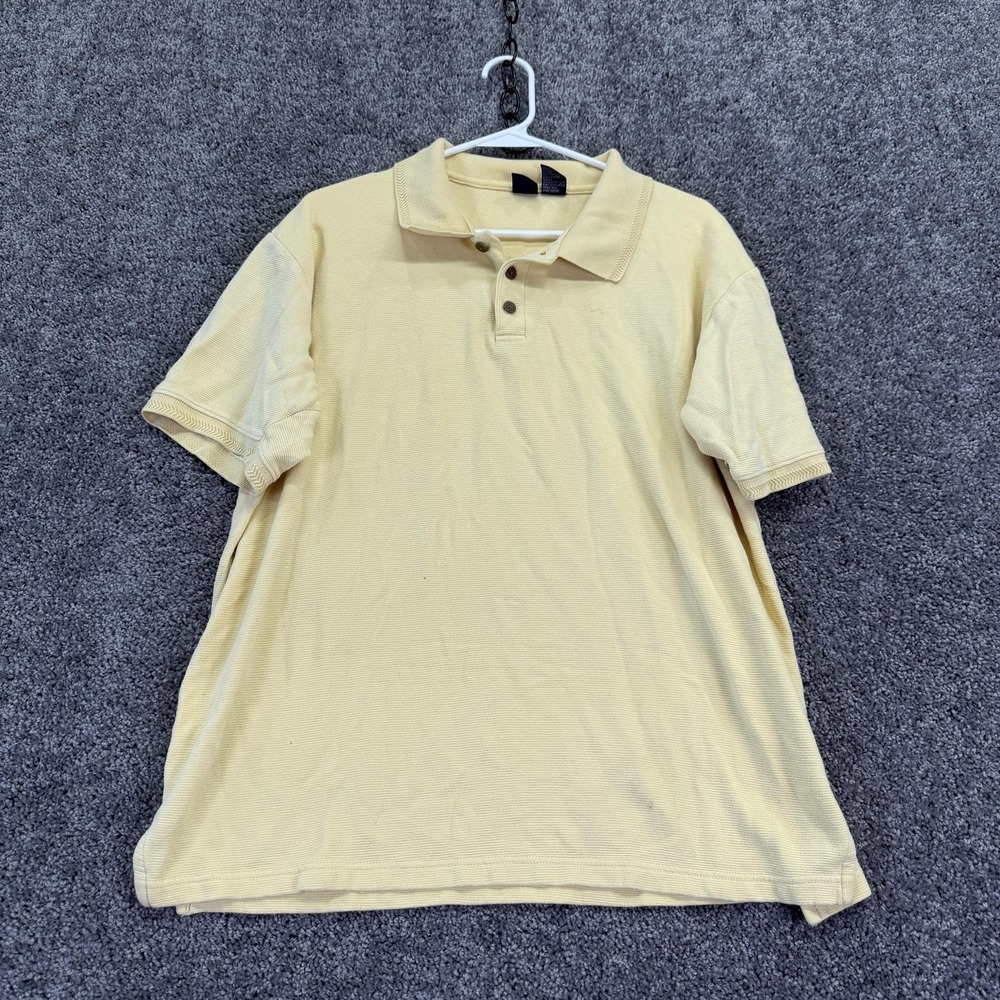 Cherokee Polo Shirt Mens Large Yellow Short Sleeve Solid Knit Casual Summer Top
